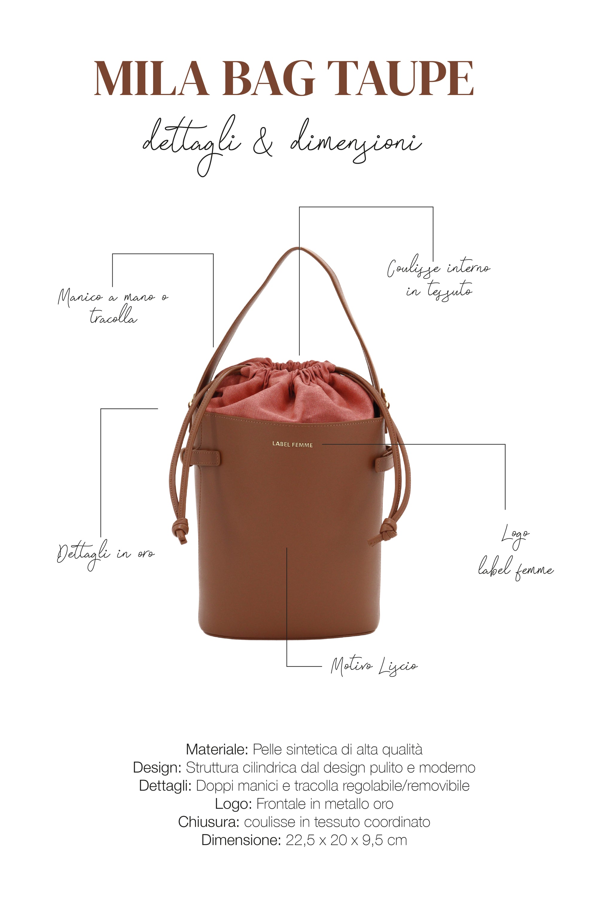 MILA BAG CUOIO/TAUPE