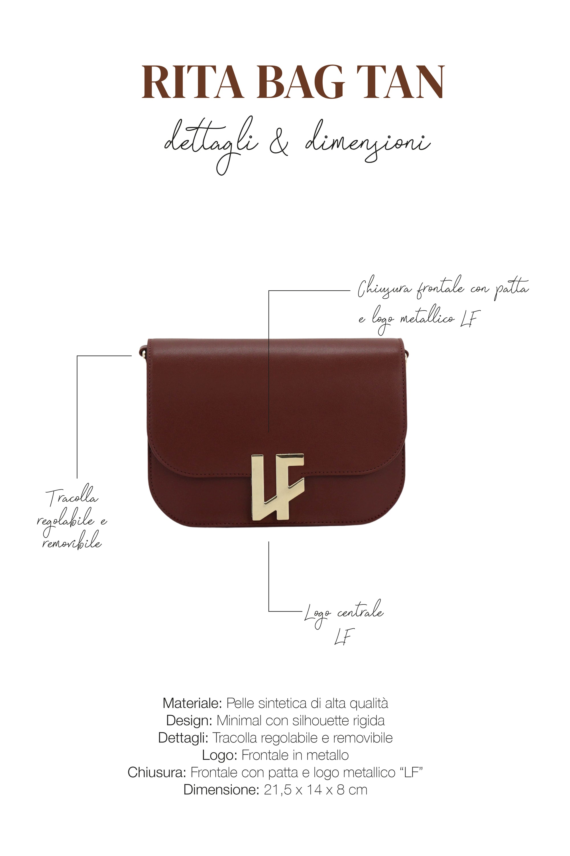 LABEL FEMME Borsa a tracolla RITA BAG TAUPE/CUOIO