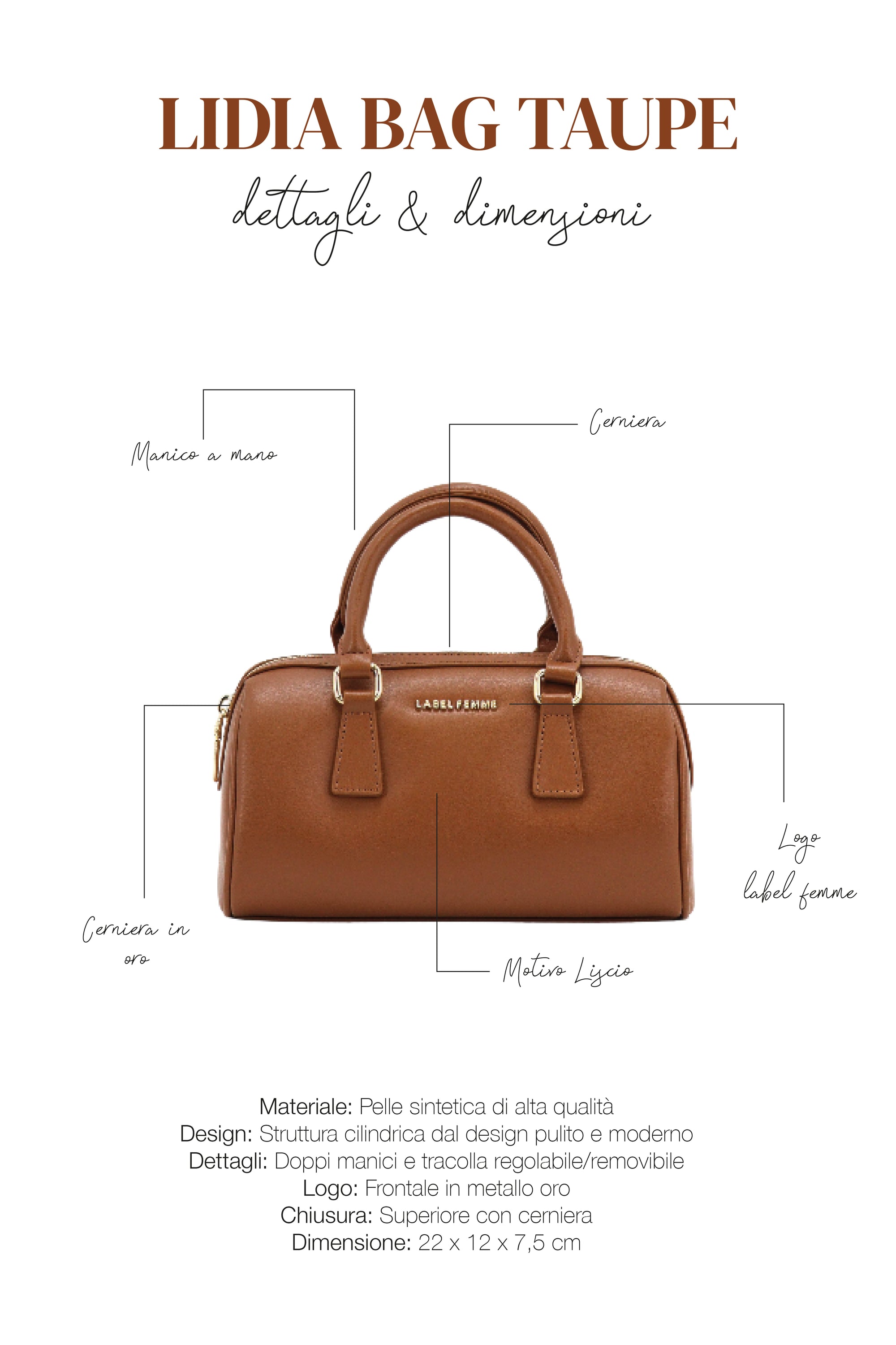 LIDIA BAG CUOIO/TAUPE